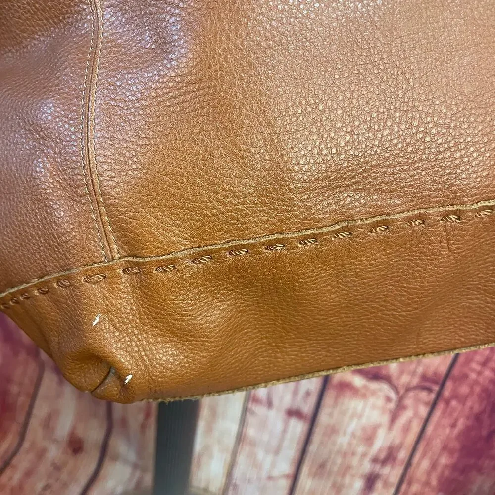 The Sak Cognac Tobacco Slouchy Hobo Bag Top Handle Soft Vegan Leather GUC
